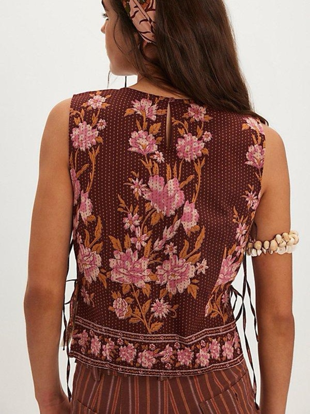 free people faded gardens floral printed top with side ties - Picture 5 of 6